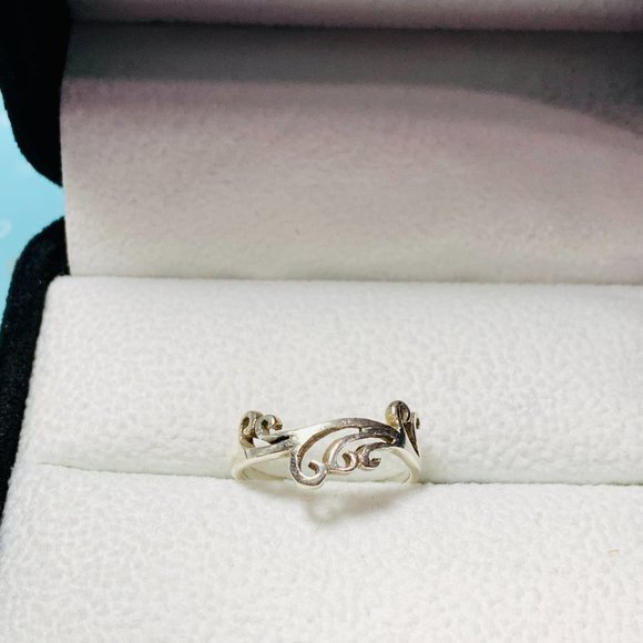 Y2K Vintage 90s 925 Sterling Silver Wave Ring - Picture 2 of 3